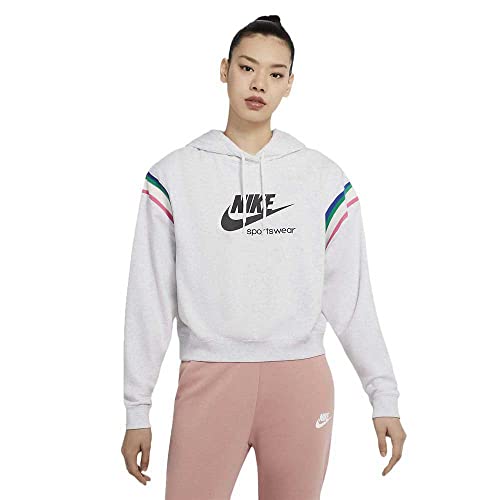 Nike Damska bluza sportowa Heritage Po Hoodie biały Birch Heather/Black M