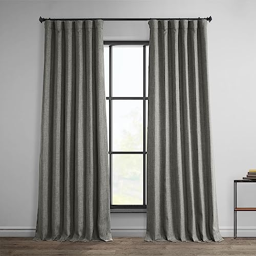 HPD Half Price Drapes Zasłona zaciemniająca ze sztucznego lnu, szara, 50 x 84