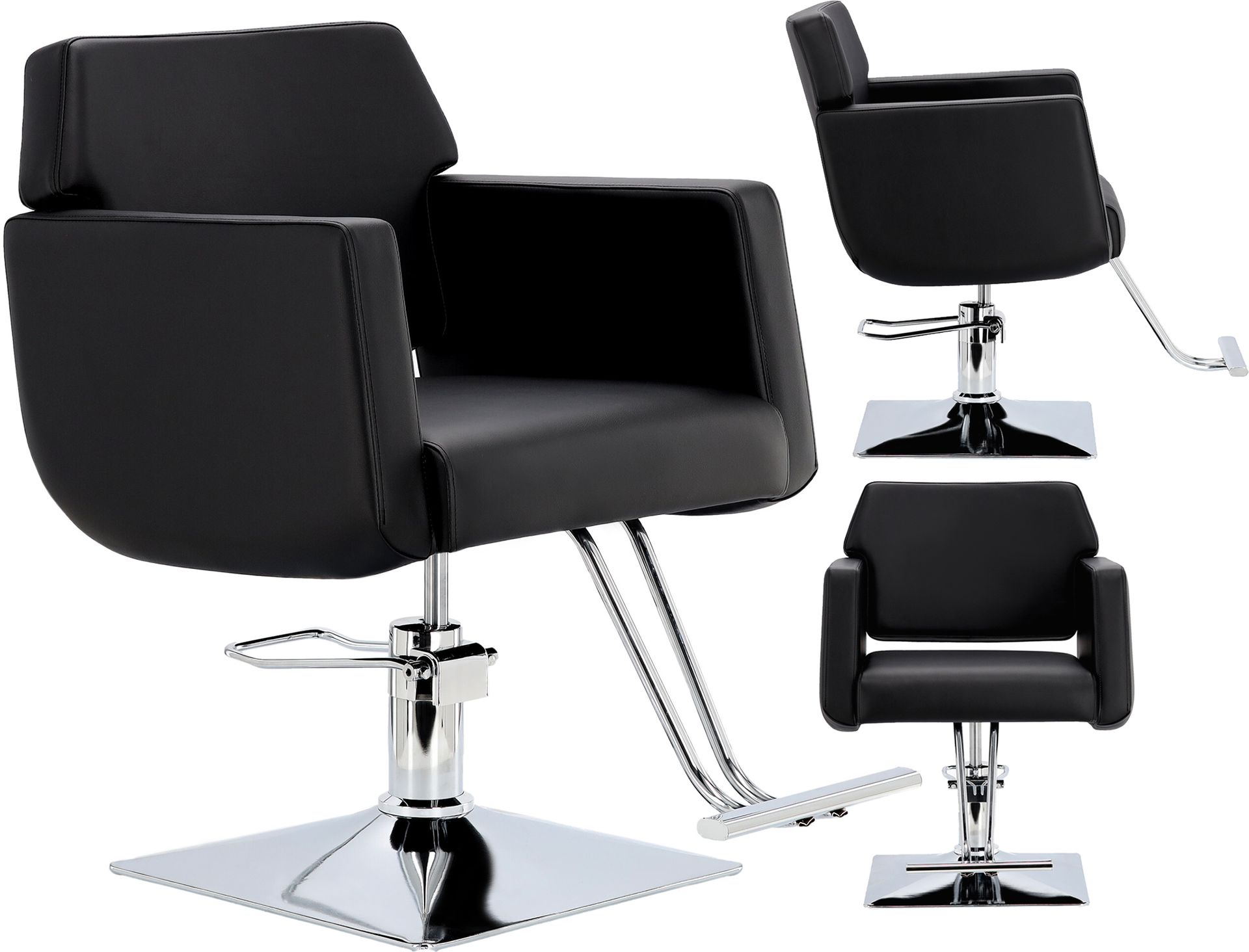 Fotel fryzjerski Chloe Black hydrauliczny obrotowy podnóżek do salonu fryzjerskiego krzesło fryzjerskie