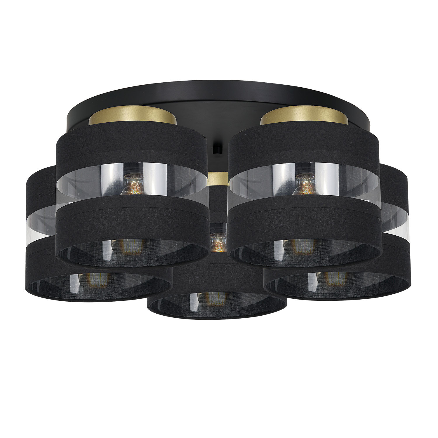 Luminex Havard 1846 plafon lampa sufitowa 5x60W E27 czarna/złota