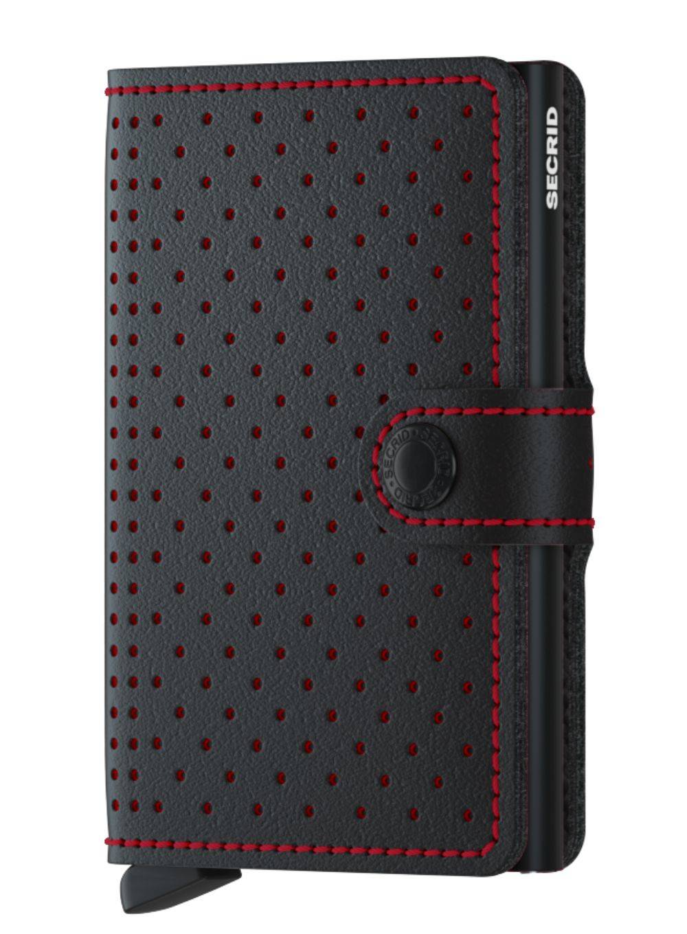 Portfel kieszonkowy RFID Secrid Miniwallet Perforated - black / red