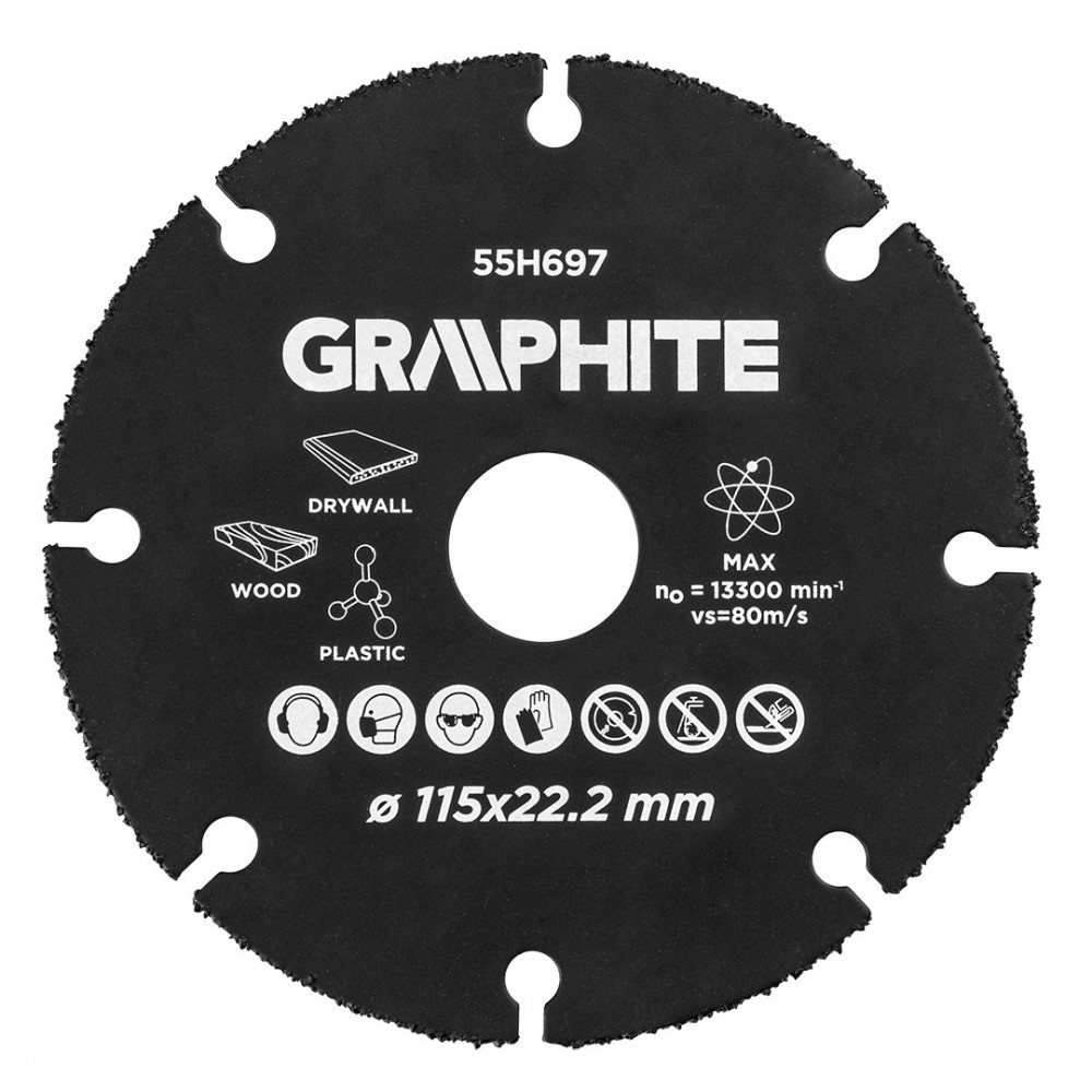 Tarcza tnąca 115 mm do drewna i tworzyw sztucznych Graphite - 55H697