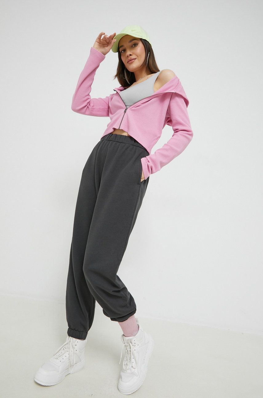 Spodnie damskie - Hollister Co. spodnie dresowe damskie kolor szary gładkie - grafika 1