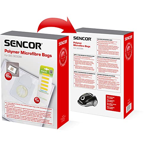 Sencor Bags SVC 90XX (10 szt.) + SCENTS jednorazowe woreczki z mikrofibry polimerowej do odkurzacza SVC 9000BK/SVC 9050BL, pojemność 4 litry, zamknięcie worka dla higienicznego