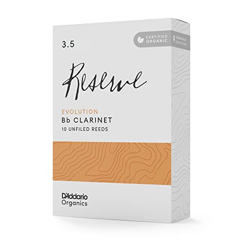 D'Addario Organic Reserve Evolution Bb Stroiki klarnetowe - Stroiki do klarnetu - Pierwsza i jedyna organiczna trzcina - siła 3,0, opakowanie 10 sztuk