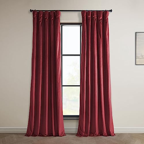 HPD Half Price Drapes Heritage pluszowa aksamitna zasłona, czerwone kino, 50 x 96