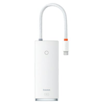 Baseus Lite Series przejściówka HUB USB Typ C - HDMI / 4x USB 3.0 20cm biały (WKQX040002)