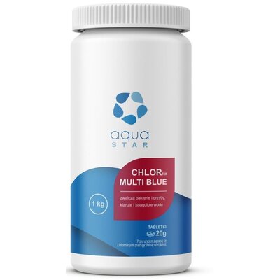 Chlortix Multi Blue Tabletki 20G 1Kg Środek Do Długotrwałej Dezynfekcji Wody Basenowej Z Dodatkiem Niebieskiego Barwnika Aquast