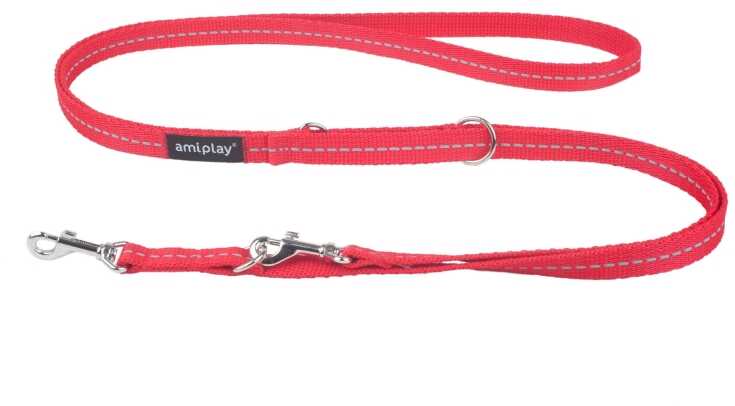 Ami Play Smycz Reflective 6w1 S 100-200cm Czerwona