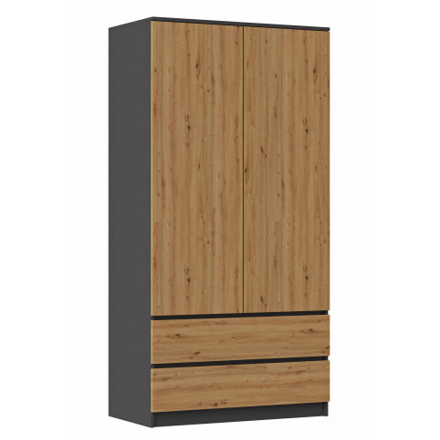 Dwudrzwiowa szafa z szufladami antracyt + dąb artisan G2-G68