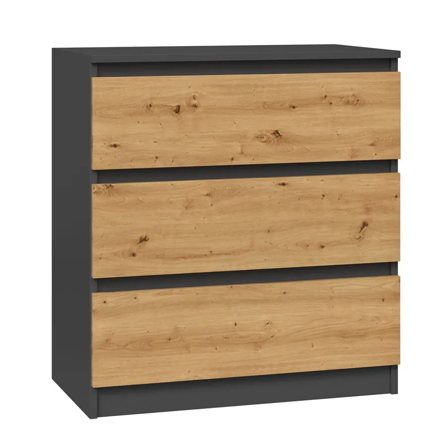 Niska Komoda Loft Z Szufladami Antracyt + Dąb Artisan G1-G65