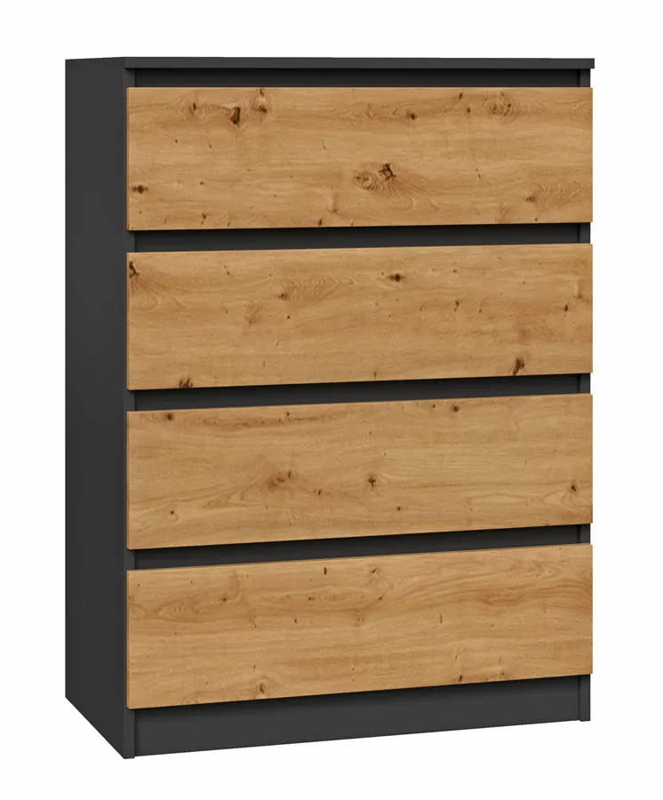 Komoda Loft Z Szufladami Antracyt + Dąb Artisan D6-G10
