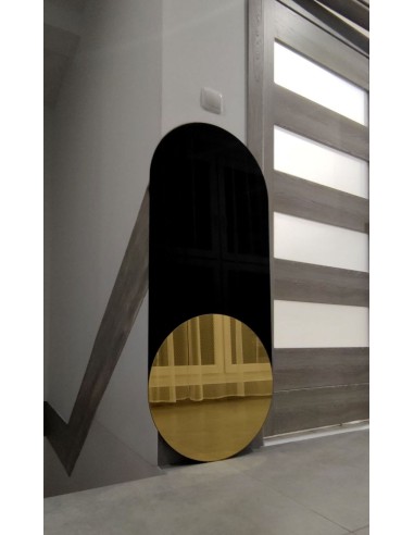 Ekskluzywne owalne lustro dekoracyjne z czarnym lacobelem ONYX, Lustro Owalne : 70x140