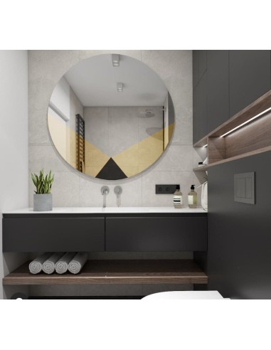 Okrągłe lustro dekoracyjne kolorowa tafla - czarno złota - HENRY, Dostępne wymiary: Średnica 90cm