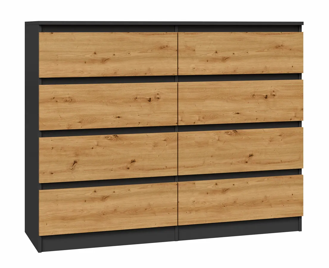 Wysoka komoda z szufladami antracyt + dąb artisan P5-Z64
