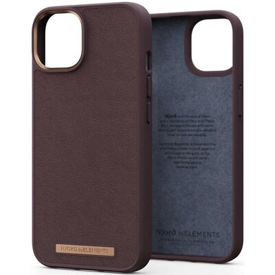 Njord by Elements Etui do iPhone 14 Dark Brown z prawdziwej skóry
