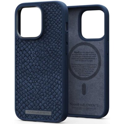 Njord by Elements Etui ze skóry łososia do iPhone 14 Pro niebieski