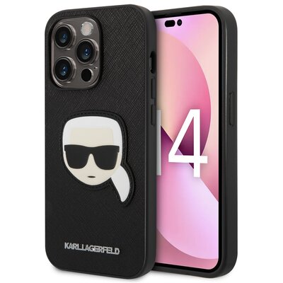 Etui KARL LAGERFELD Saffiano Karl s Head Patch do Apple iPhone 14 Pro Max Czarny