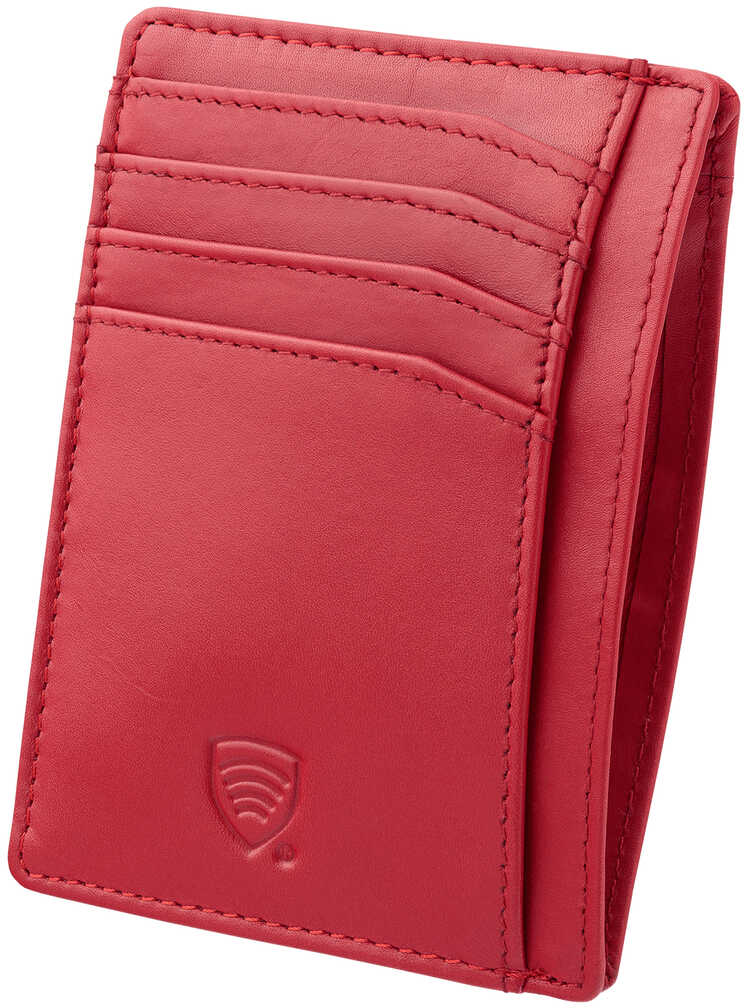 Skórzane etui na karty zbliżeniowe RFID do marynarki (Czerwony)