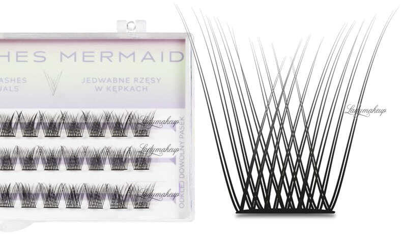 Many Beauty - ManyLashes - V-LASHES MERMAID - Silk Eyelashes Individuals - Jedwabne rzęsy w kępkach - C-17mm