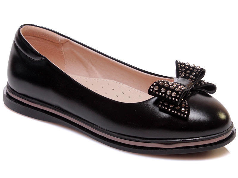 Skórzane, lakierowane baleriny dziecięce - WEESTEP R967254185, czarne - Weestep