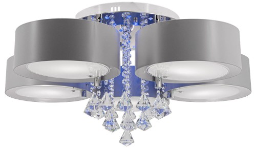 Antila E27 + 27LED lampa sufitowa  z pilotem) 5-punktowa chrom/szara DRS8006/5 8C GREY
