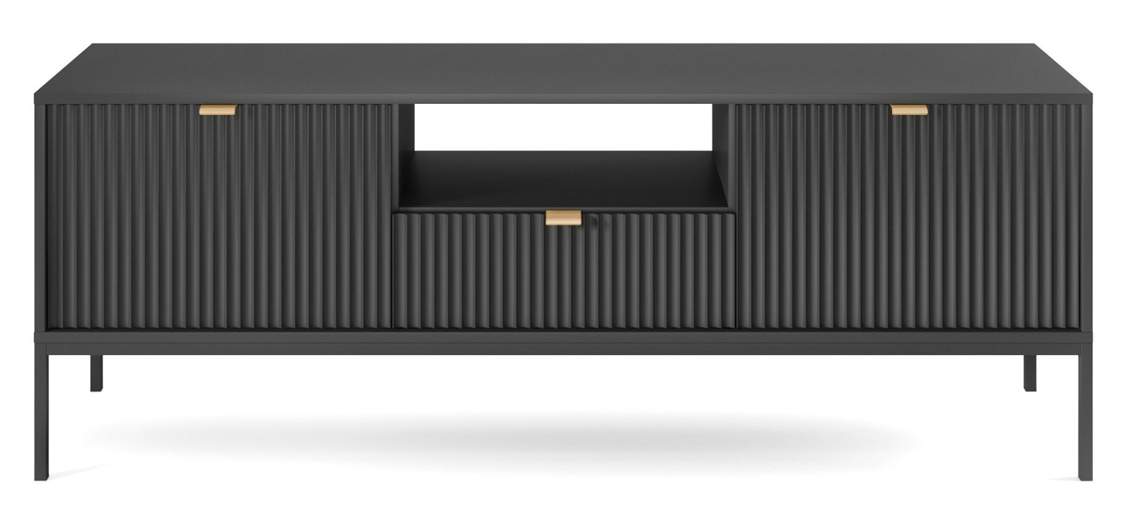 Szafka RTV Delicious ryflowana czarna