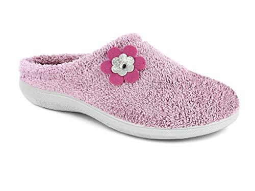 Inblu Kapcie frotte z kwiatowym detalem, damskie, glicyna, 41 EU, Glicyna, 41 EU