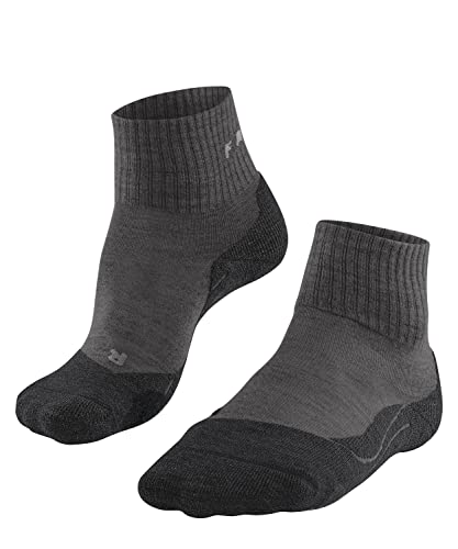 FALKE Damskie skarpety trekkingowe TK2 Explore Wool Short, wełna, 1 para, szare (Smog 3150), 35-36