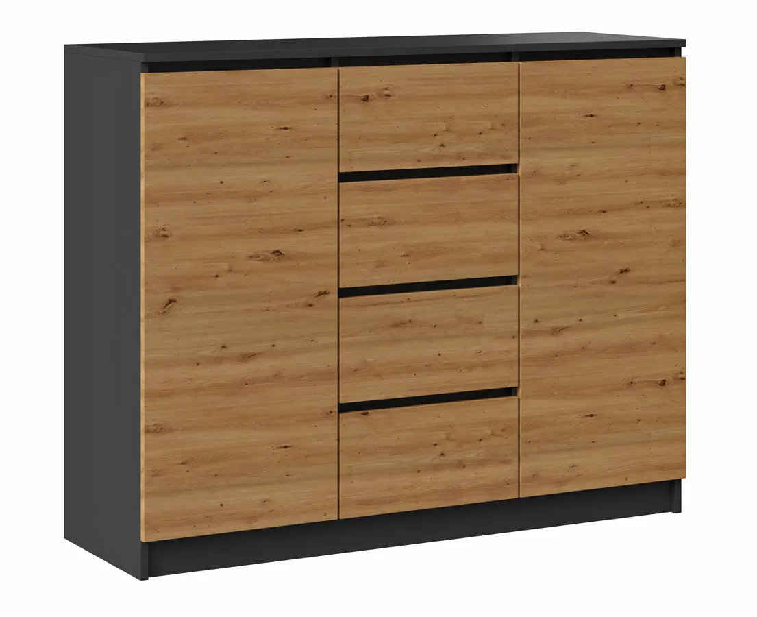 Komoda w stylu loft antracyt + dąb artisan D8-T65