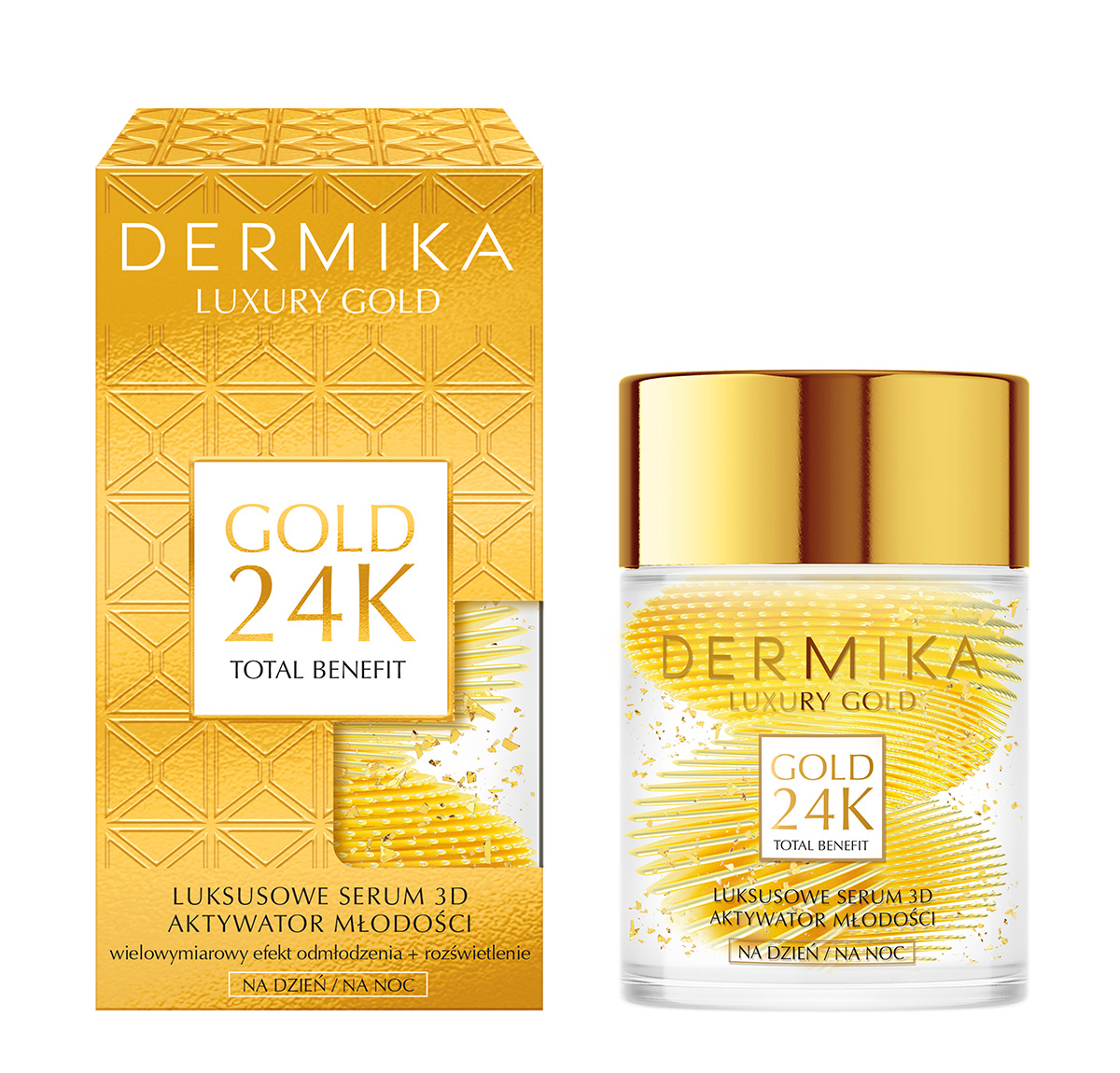 Dermika Luxury Gold 24K Luksusowe Serum 3D Aktywator Młodości Na Dzień I Na Noc, 60g