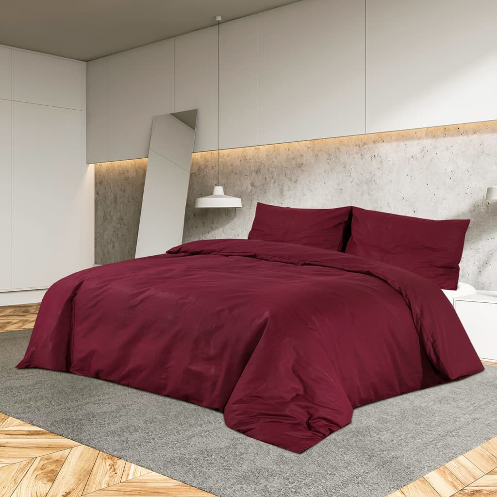 vidaXL Zestaw pościeli, bordowy, 225x220 cm, bawełna