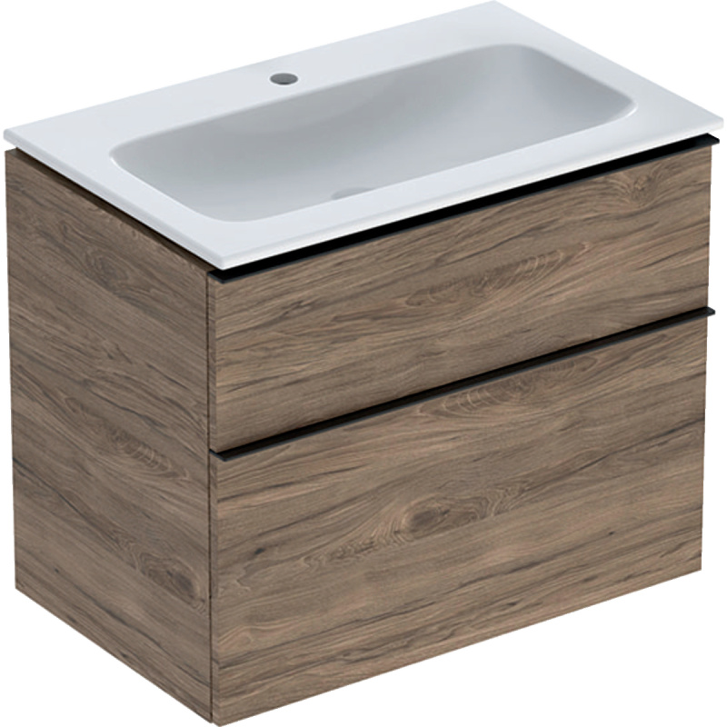Geberit iCon Zestaw Umywalka meblowa z szafką podumywalkową 75x48 cm biały/orzech hickory/lava 502.336.JR.1 