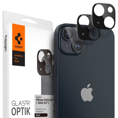 Spigen Szkło hartowane na obiektyw Optik.Tr Camera Lens Protector do Apple iPhone 14/14 Plus Czarny 2szt.