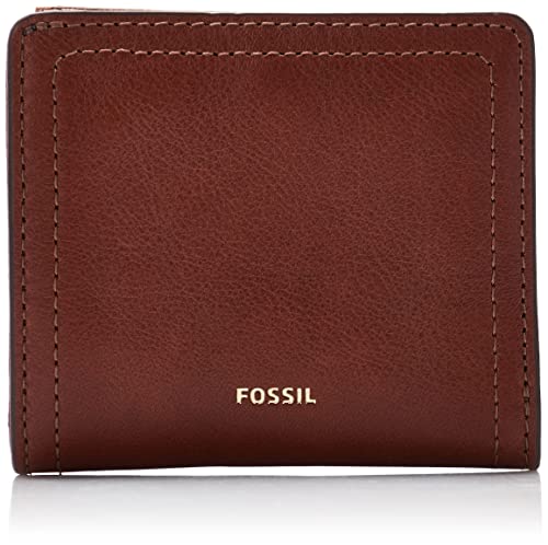 Fossil Mały składany portfel RFID dla kobiet o długości 10,2 cm x 2,5 cm szerokości x 8,9 cm wysoki, Brązowy