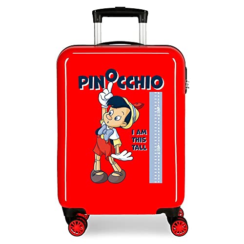 Disney Pinocchio walizka kabinowa czerwona 38 x 55 x 20 cm sztywny ABS zamek szyfrowy z boku 34 l 2 kg 4 podwójne koła