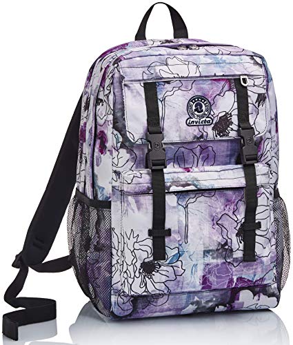 Plecak Invicta Duffy, Farby i Kwiaty, Różowy, Podwójna Komora, Szkoła i Wypoczynek