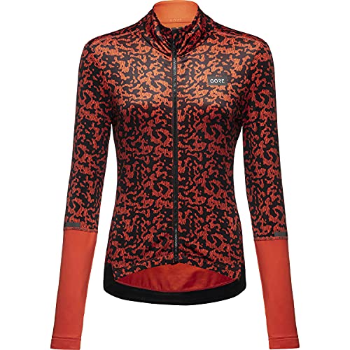 GORE WEAR Progress Thermo Rain Camo Koszulka damska, GORE Selected Fabrics, 38, Fireball/Black (Ciemny pomarańczowy/Czarny)