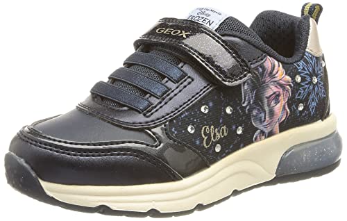 Geox Dziewczęce J Spaceclub Girl D sneakersy, Navy Platinum, 34 EU