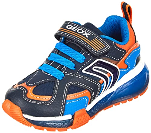 Geox J Bayonyc Boy A - Sneakersy Chłopcy, Niebieski (Navy/Orange), 35 EU