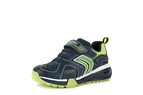 Geox J Bayonyc Boy A - Sneakersy Chłopcy, Niebieski (Navy/Lime), 28 EU