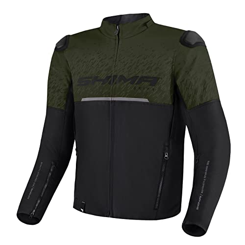 SHIMA DRIFT Kurtka motocyklowa dla mężczyzn, lekka, oddychająca letnia siatka, męska kurtka miejska, z tyłu CE, ochraniacze na łokcie, regulacja szerokości (kolor khaki, L)