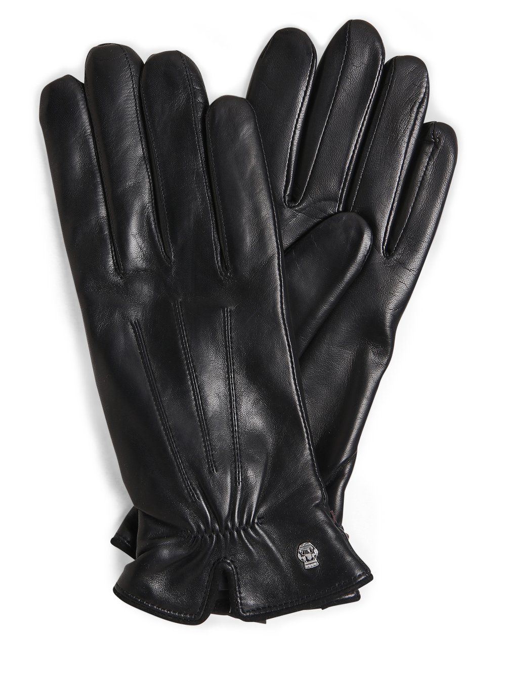 ROECKL - Skórzane rękawiczki damskie z dodatkiem kaszmiru, czarny