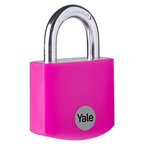 Yale YE3B/38/119/1/P Kłódka Aluminiowa, Szerokość 42mm, do Użytku Wewnętrznego, Zabezpieczenie Szafek, Skrzynek Narzędziowych i Plecaków, 3 Klucze, Standardowe Bezpieczeństwo, Różowa