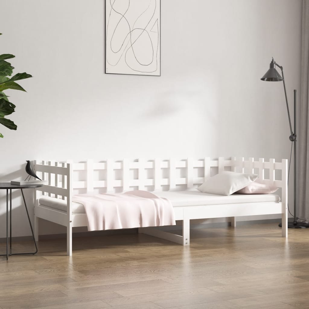 Lumarko Łóżko dzienne, białe, 80x200 cm, lite drewno sosnowe