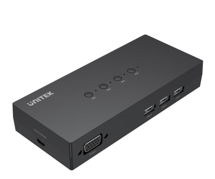 Unitek U8710ABK przełącznik KVM 4w1 4x VGA, 3xUSB-A