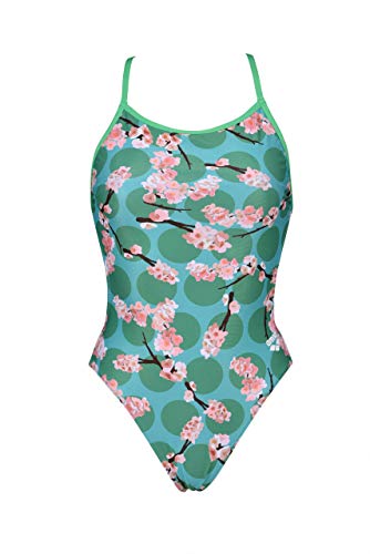 ARENA Damski strój kąpielowy Challenge Back MaxLife One Piece Swimsuit kostium kąpielowy, Polka Cherry Golf zielony/różowy, 26