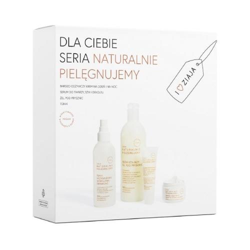 ZIAJA NATURALNIE PIELEGNUJEMY Zestaw prezentowy: Żel pod prysznic 400ml + Tonik do twarzy 200ml + Serum do twarzy 30ml + Krem na dzień i noc 50ml