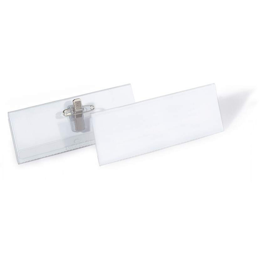 Identyfikator + wkład DURABLE 40x105mm z kombi-klipem transparentny 851900 14szt.