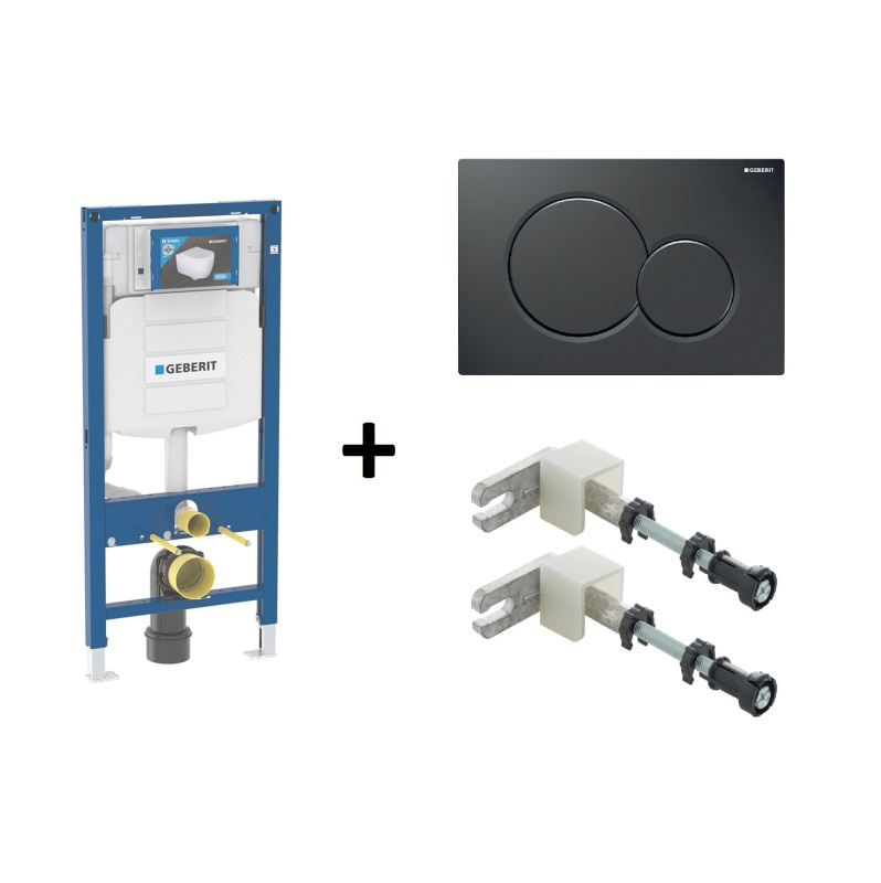 Geberit Duofix Zestaw Stelaż do WC + wsporniki + mata + przycisk Sigma01 czarny RAL 9005 111.320.00.5+111.815.00.1+115.770.DW.5